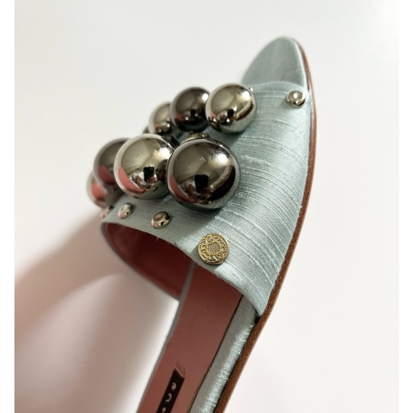 MANILA GRACE Azure Silk Slide Sandsls. - Picture 7 of 14